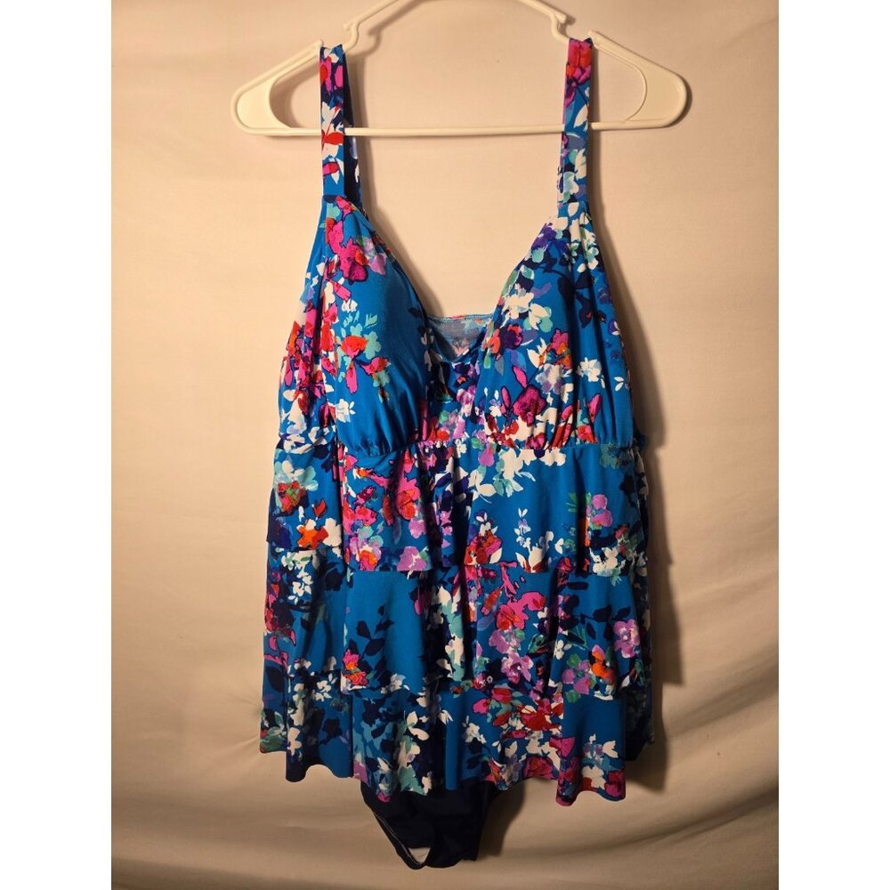 Bal Harbour Women’s Plus Size Swimsuit One Piece Cottage 22W Boho Floral